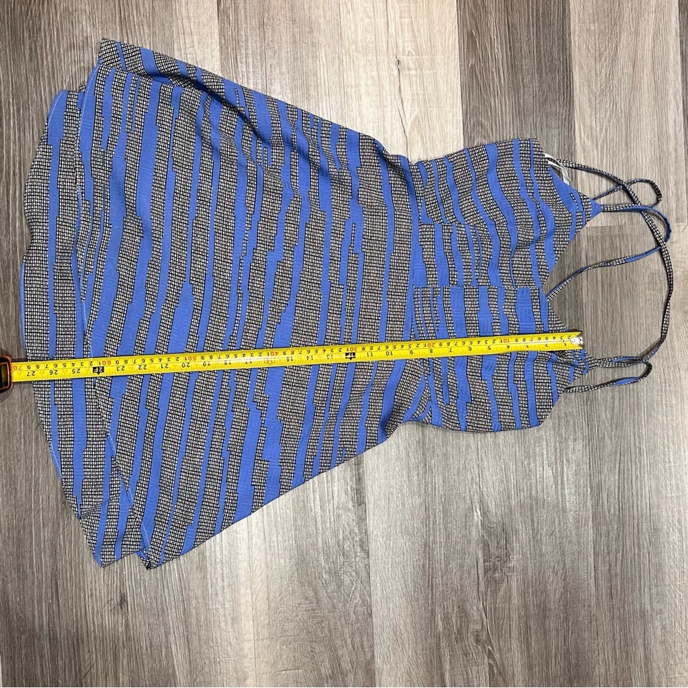 Love riche halter mini dress blue and black retro v-neck racerback - Picture 6 of 8